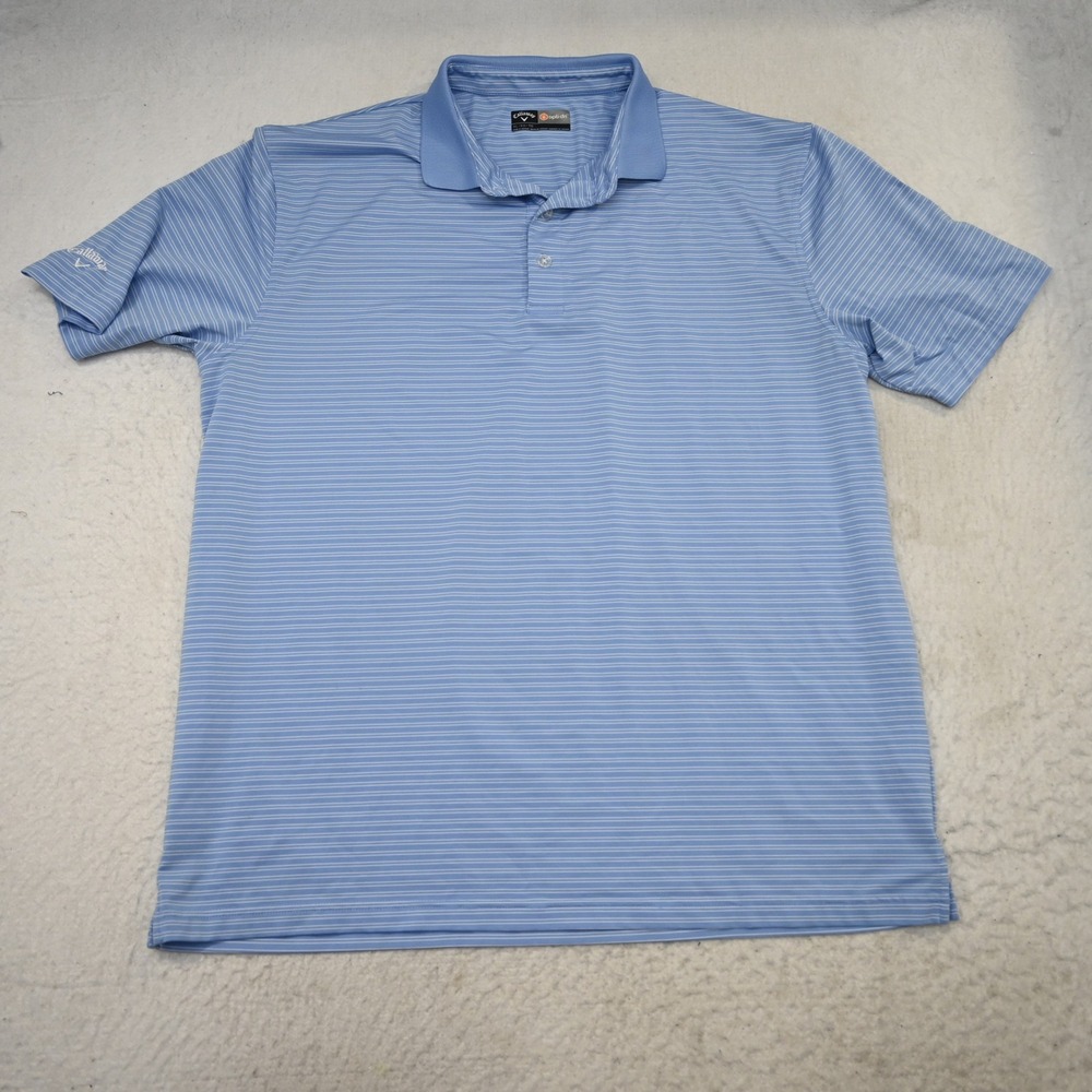 Callaway Polo Men XL Blue Striped Short Sleeve Opti-Dri Golf Shirt - Picture 4 of 10